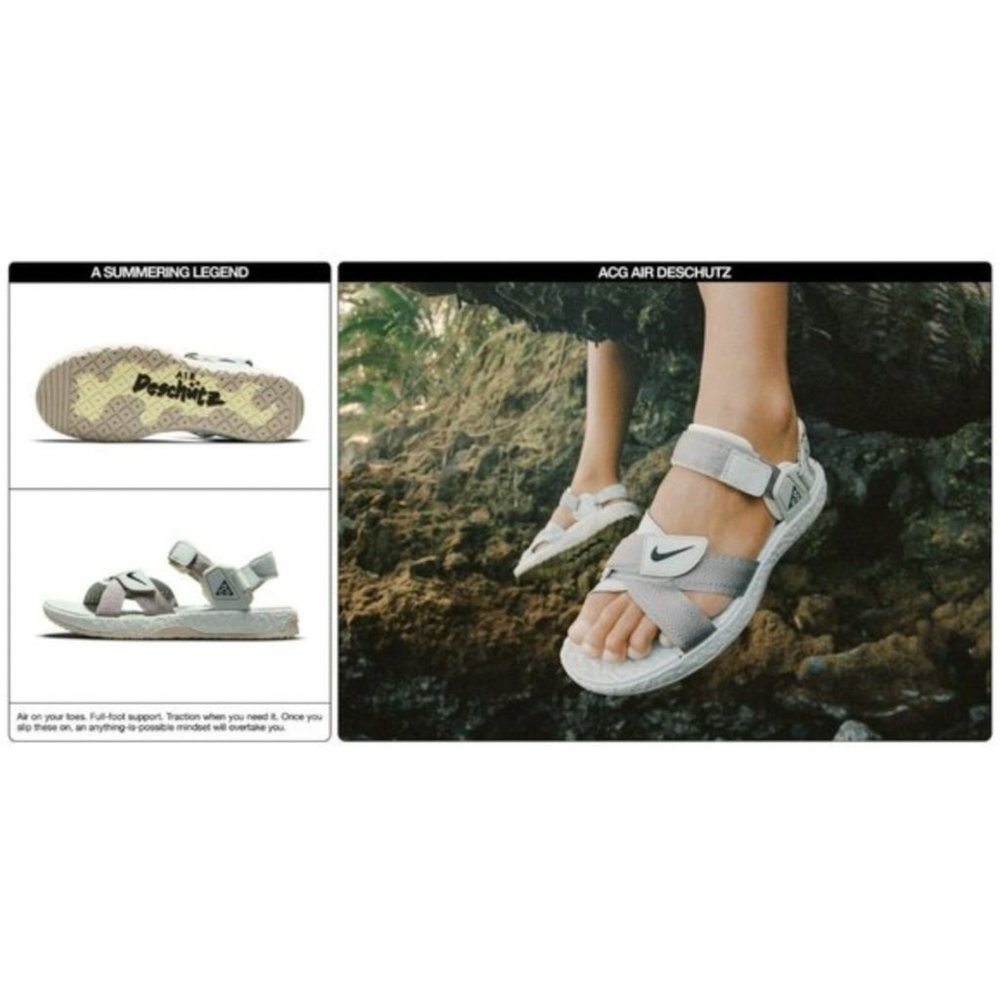 NIKE ACG Air Deschutz Cream II (lt blue) Black Outdoor Sandals 9.5 Women/8 Men
